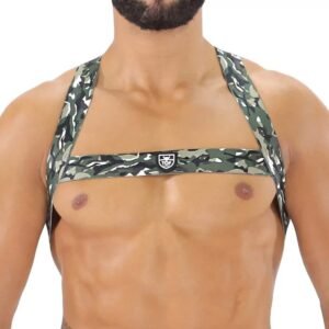 Fetish Elastic Harness Khaki Camouflage - Size : M/L