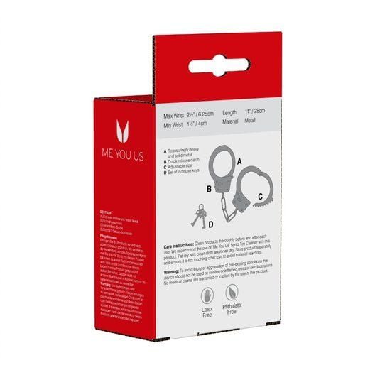 Me You Us Heavy Metal Handcuffs Silver - Image 4