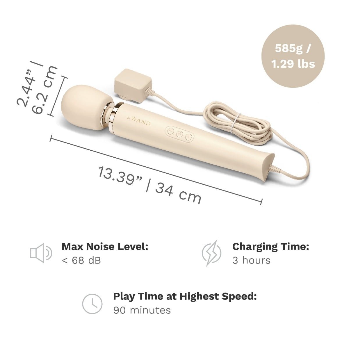 Le Wand Powerful Plug In Vibrating Massager Cream - Image 8
