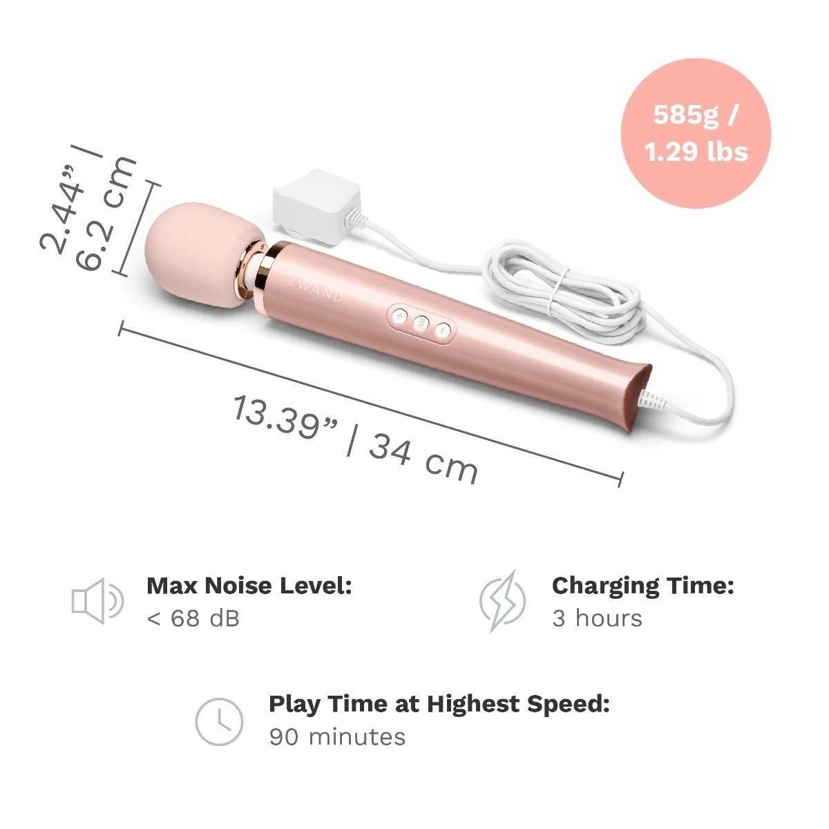 Le Wand Plugin Massager Wand Rose Gold - Image 9