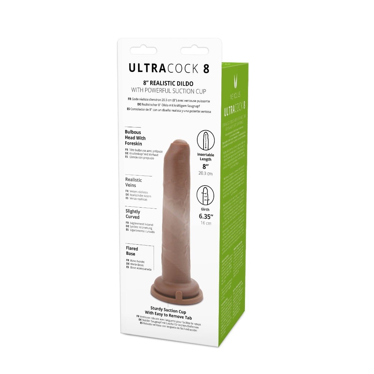 Me You Us Uncut Ultra Cock 8inch Caramel Realistic Dildo - Image 5