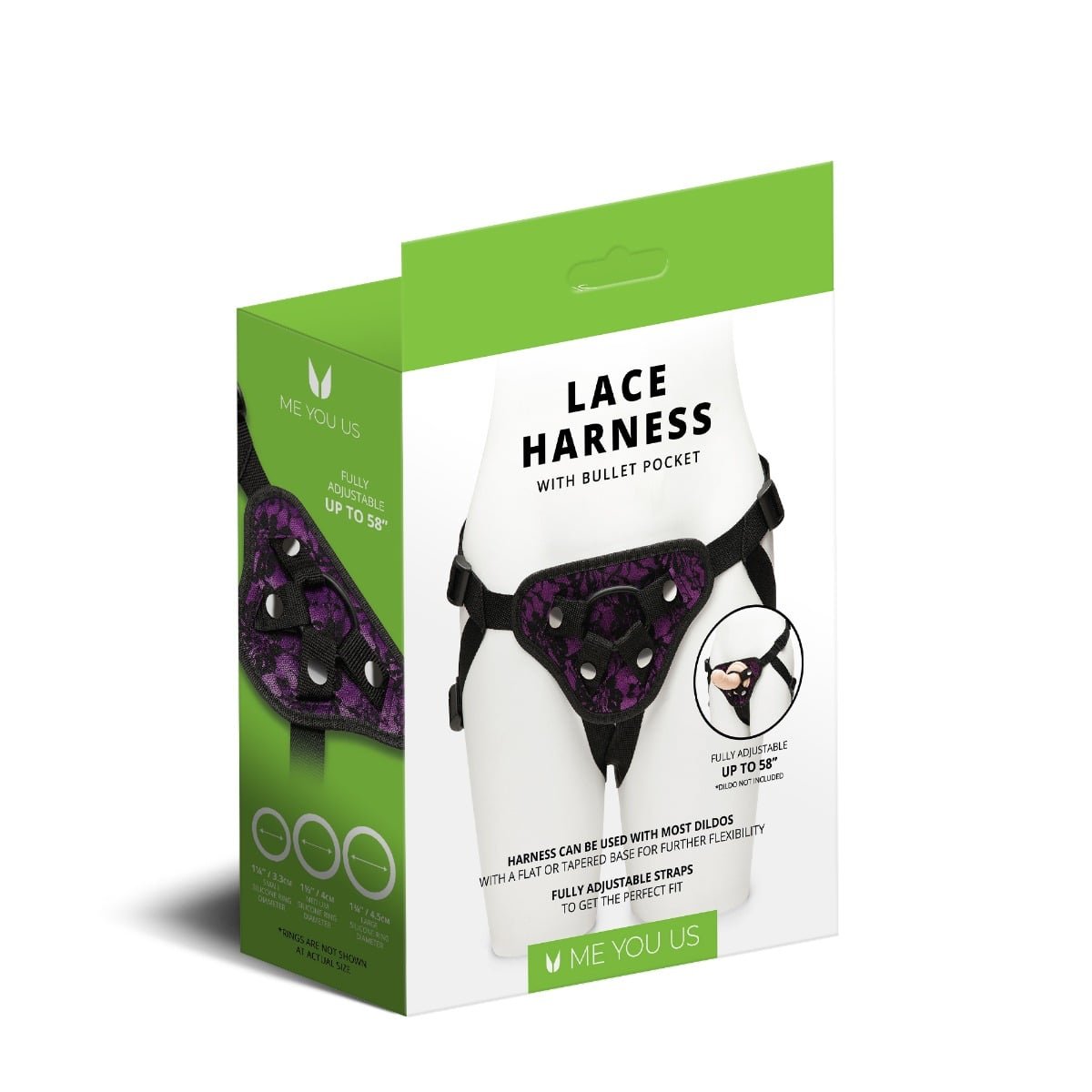 Me You Us Lace Adjustable Harness With Bullet Pocket Purple - Image 10