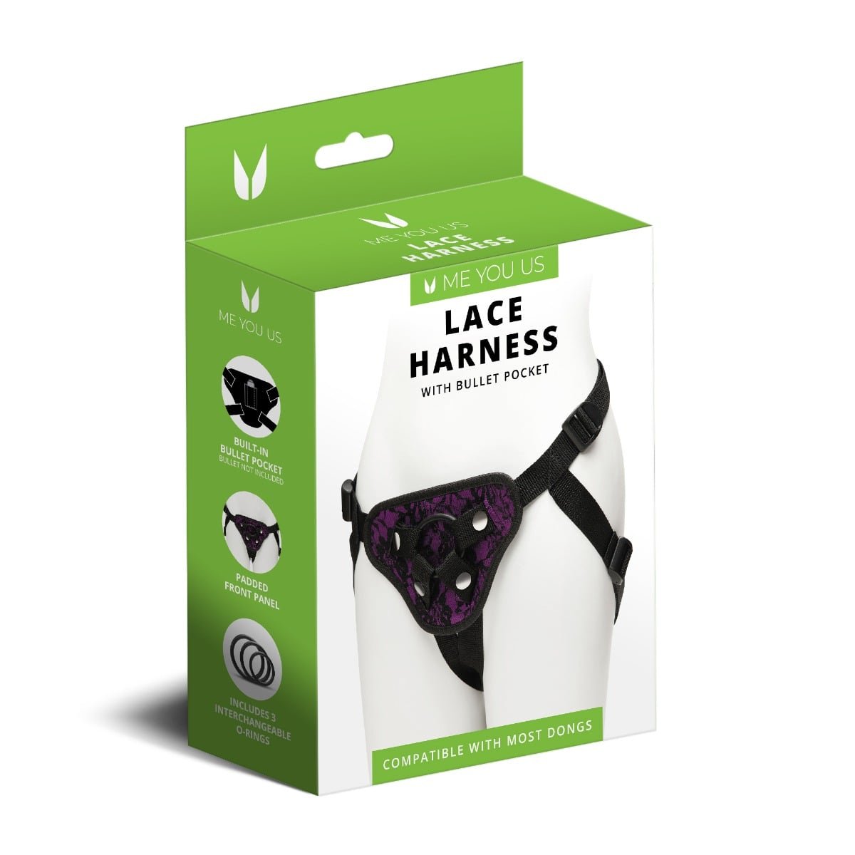 Me You Us Lace Adjustable Harness With Bullet Pocket Purple - Image 2