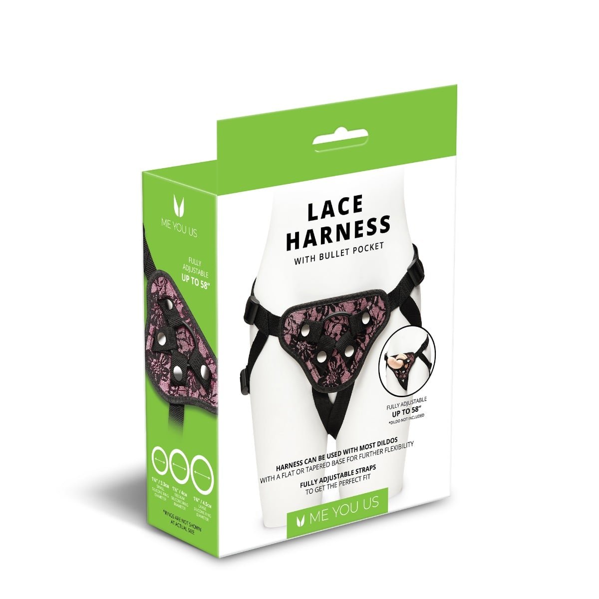 Me You Us Lace Adjustable Harness With Bullet Pocket Pink - Image 8