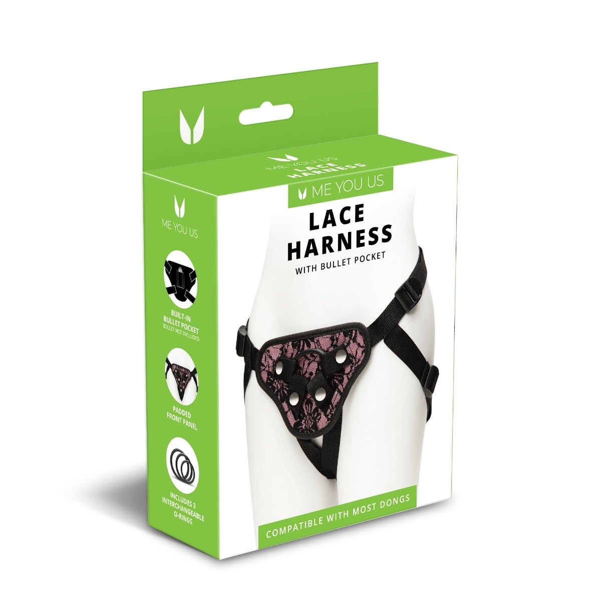 Me You Us Lace Adjustable Harness With Bullet Pocket Pink - Image 2