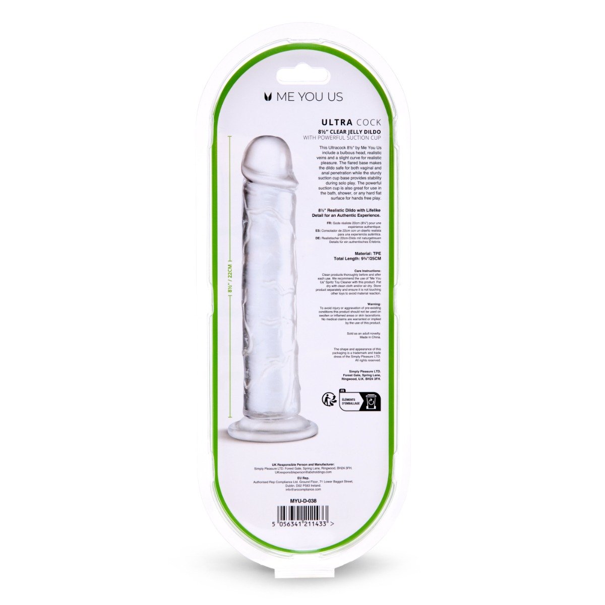 Me You Us Ultra Cock Jelly Dong Clear 8.5 Inch - Image 7