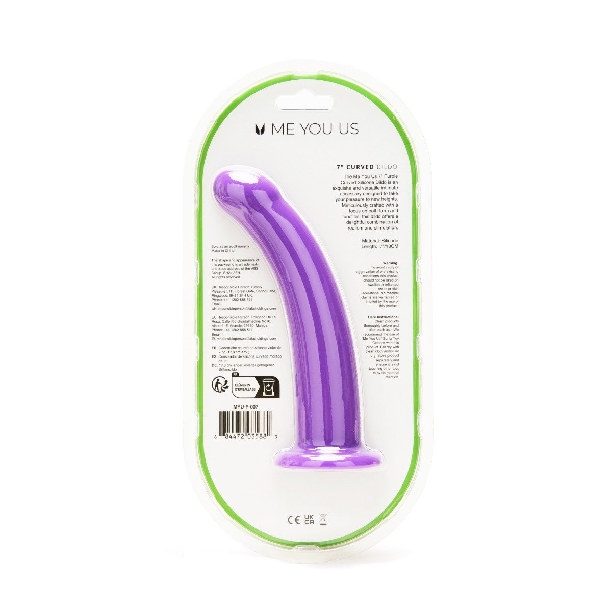 Me You Us Curved Dildo Purple 7 Inch - Image 3