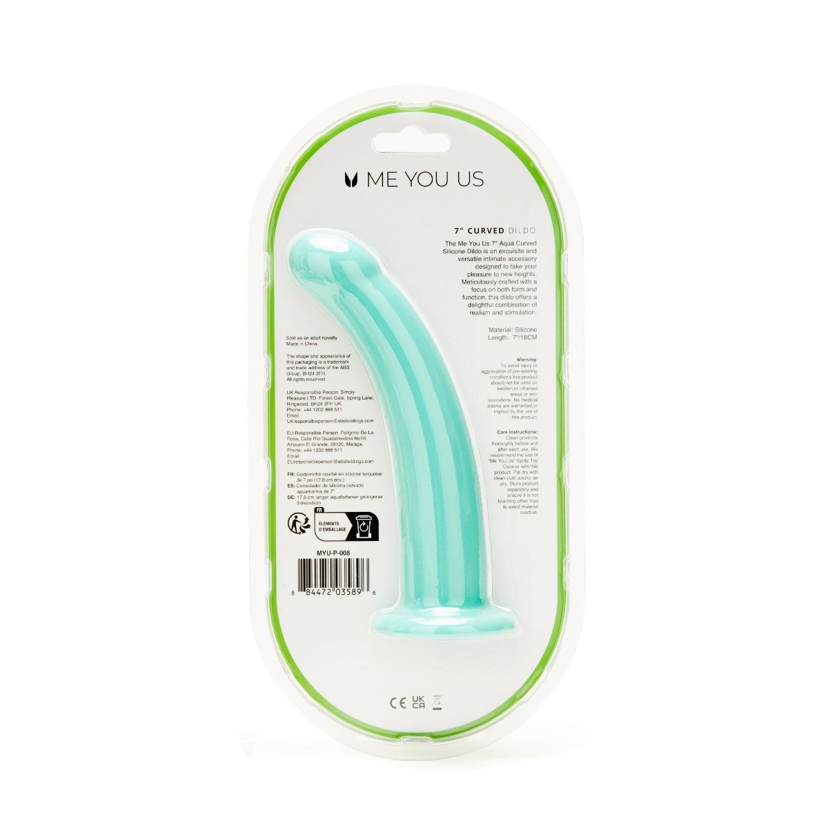 Me You Us Curved Dildo Aqua 7 Inch - Image 3