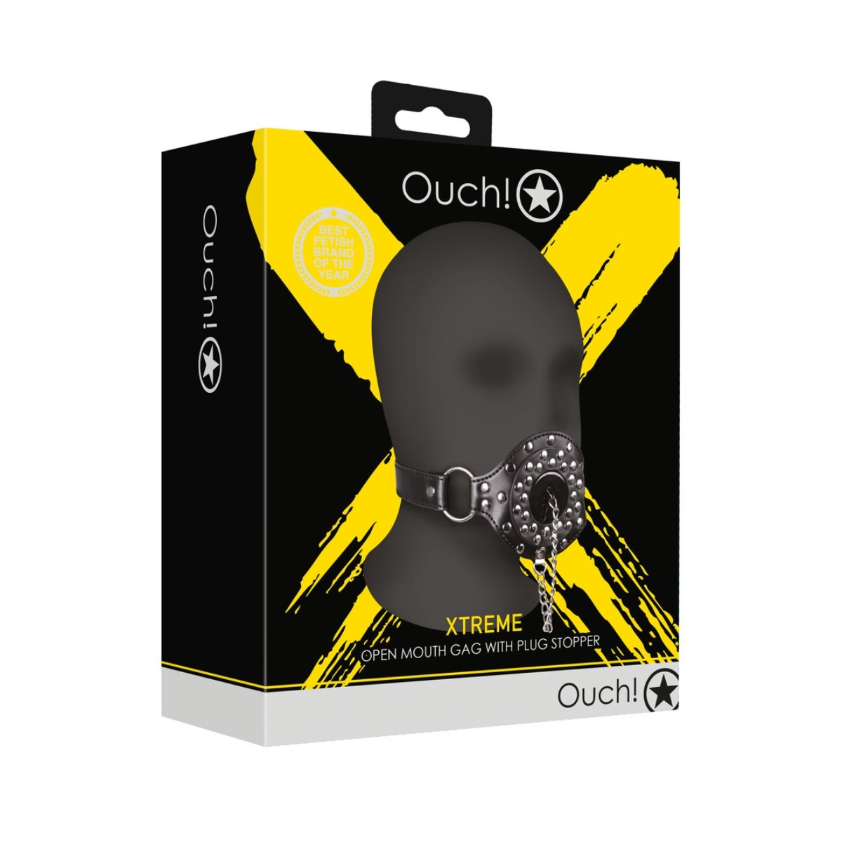 Open Mouth Gag with Plug Stopper Black - Image 2