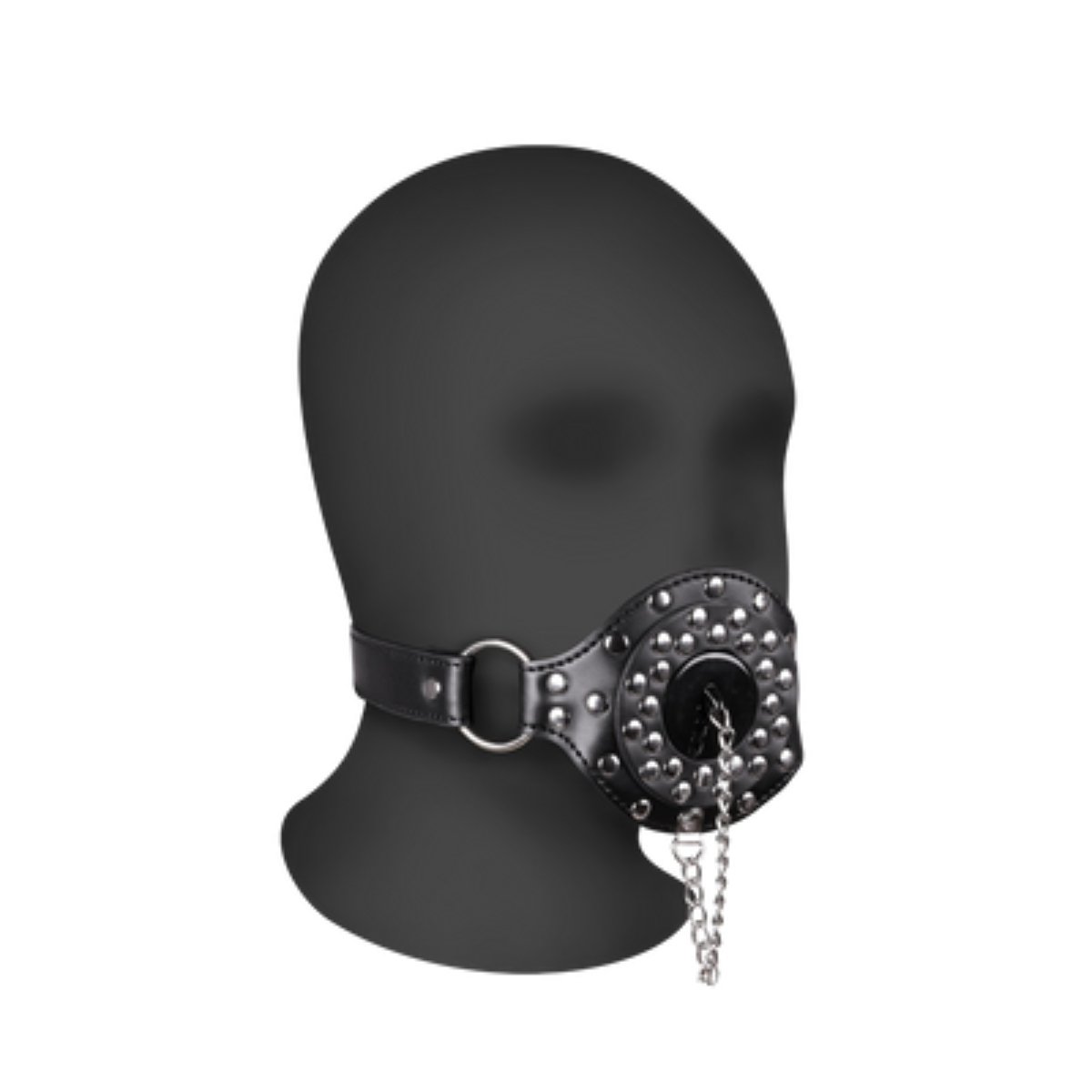 Open Mouth Gag with Plug Stopper Black - Image 3