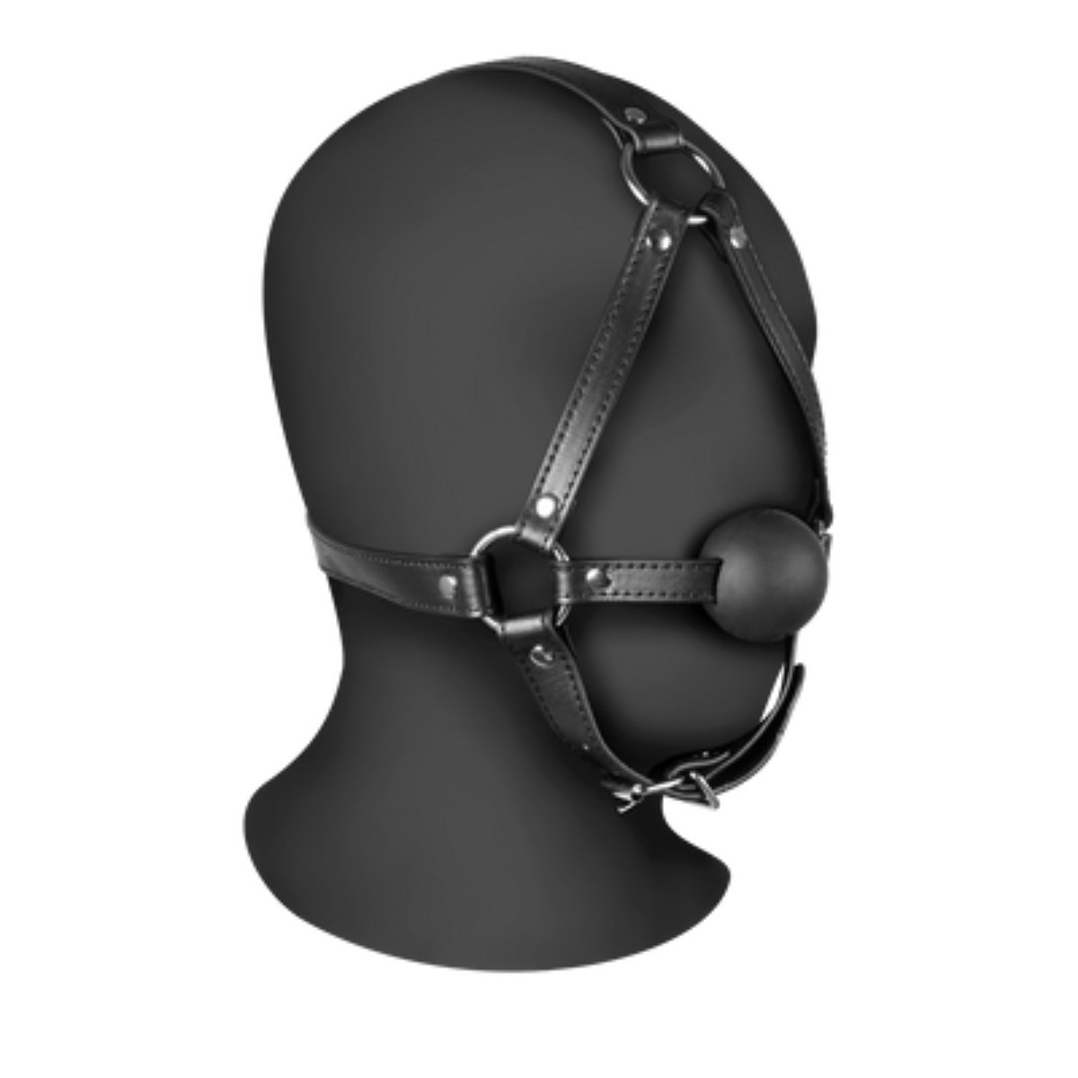 Head Harness with Solid Ball Gag Black - Image 3