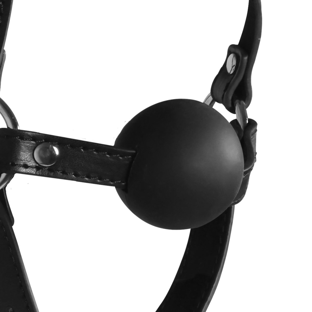 Head Harness with Solid Ball Gag Black - Image 4