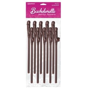 Bachelorette Party Favors Dicky Sipping Straws - Brown 10 pcs