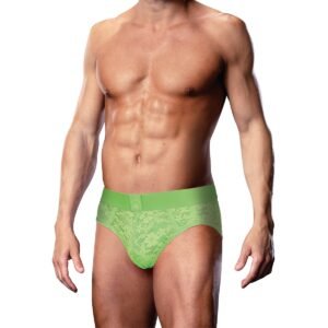 Prowler Neon Green Lace Open Back Brief Large