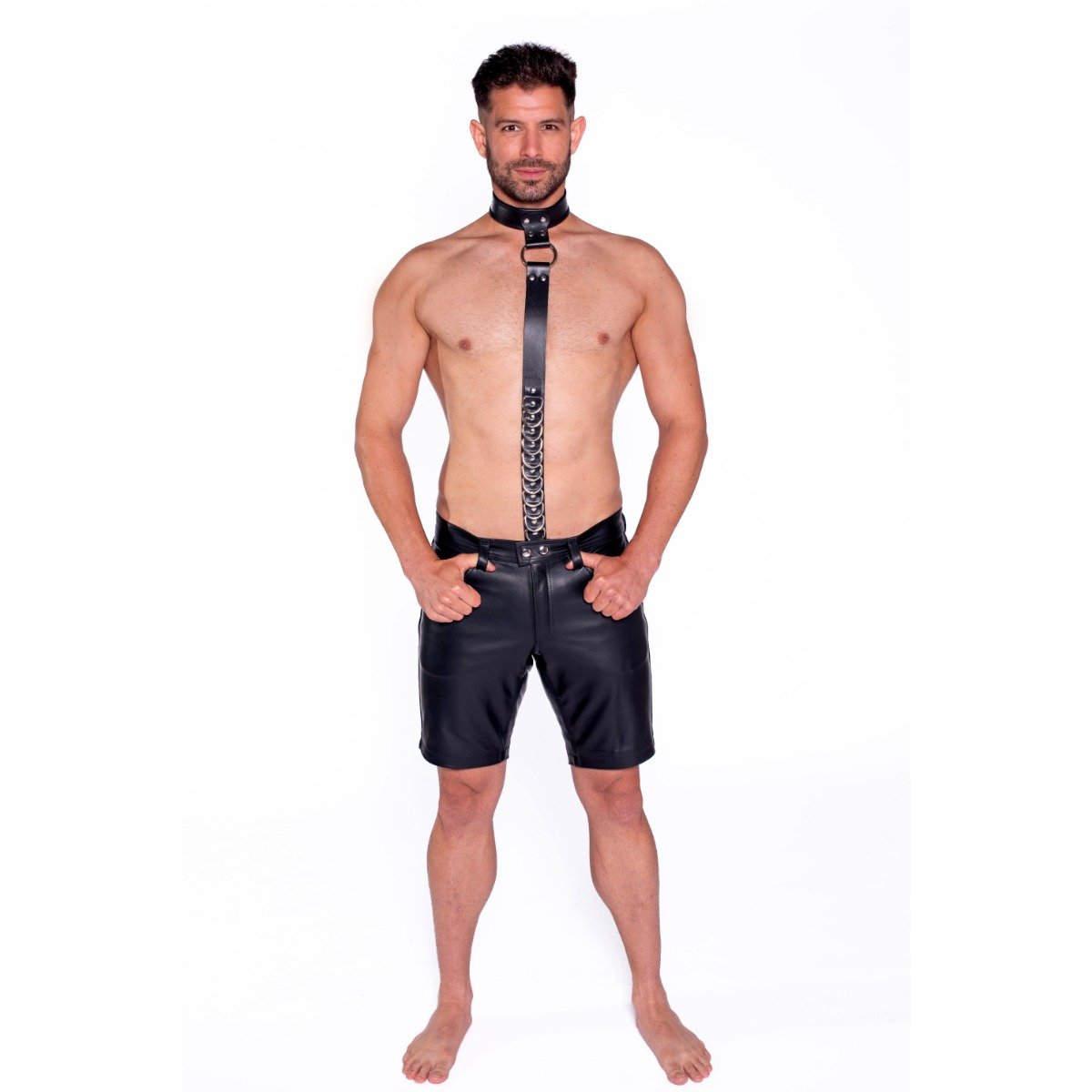 Prowler RED Leather Collar with Strap - Image 4