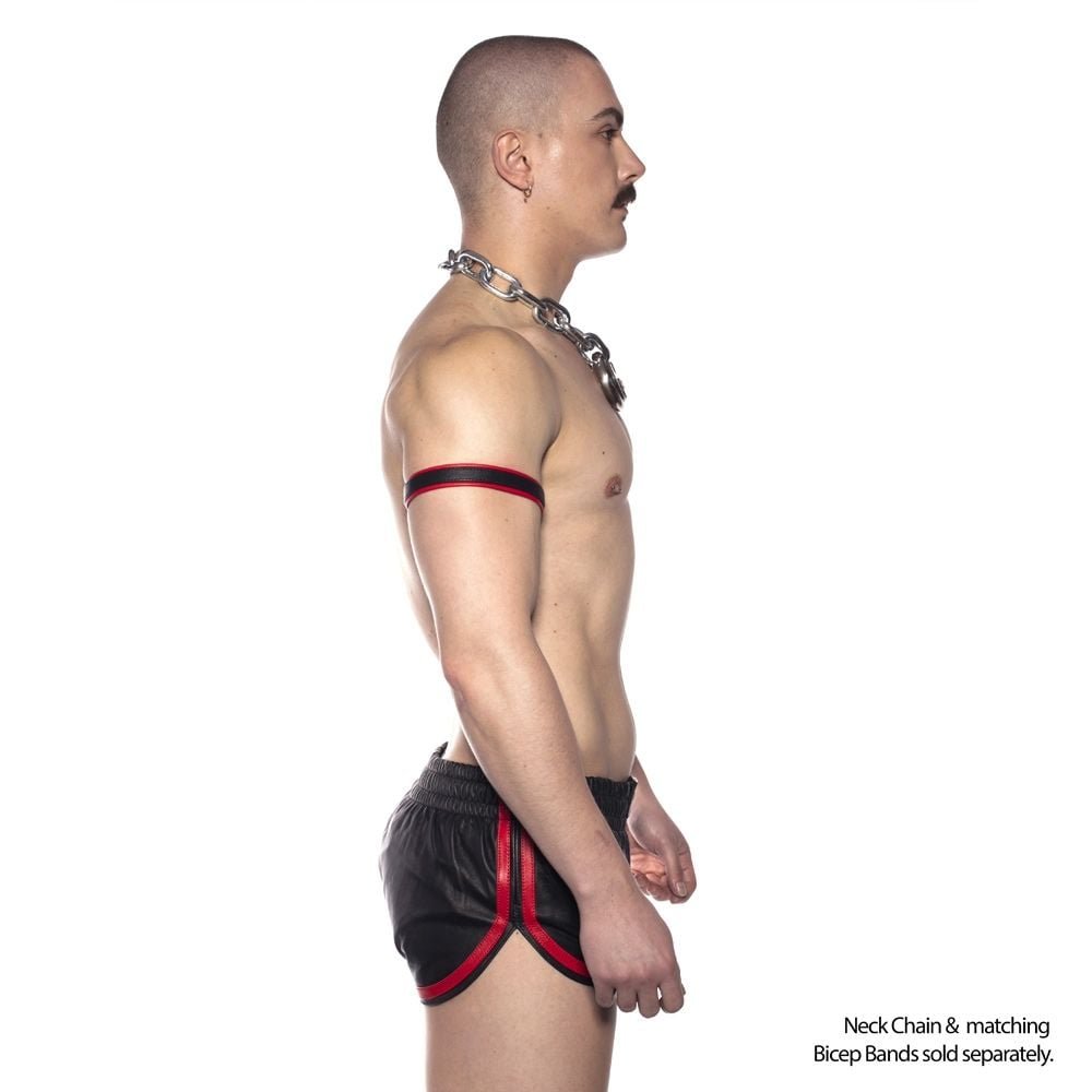 Prowler RED Leather Sports Shorts Black/Red Large - Image 3