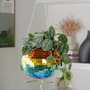 Disco Ball Hanging Planter Rainbow (8in)