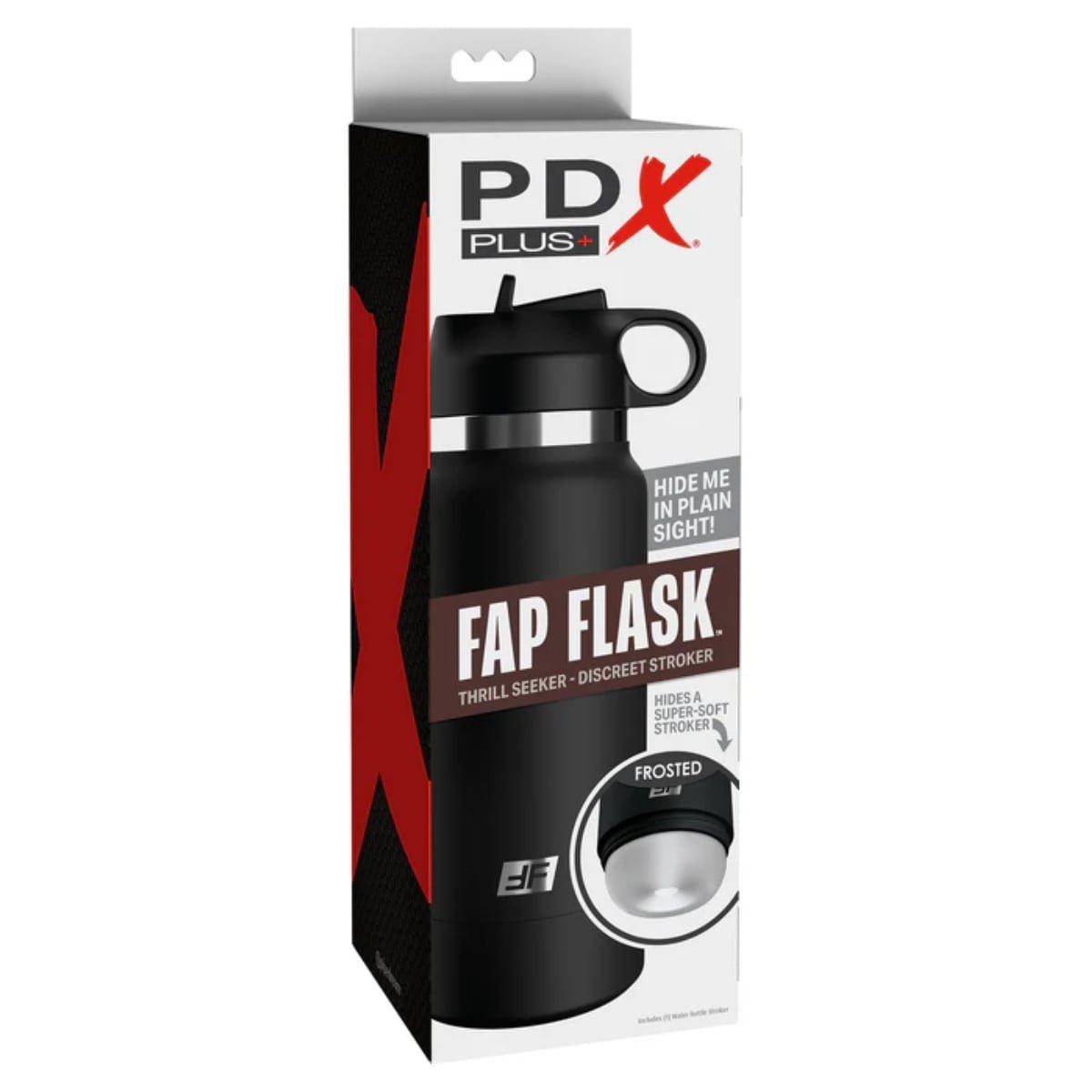 PDX Plus Fap Flask Thrill Seeker Discreet Stroker - Black Bottle - Frosted - Image 2