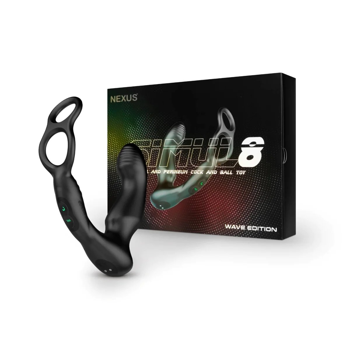 SIMUL8 WAVE EDITION Vibrating Dual Motor Anal Cock and Ball Toy - Black - Image 2