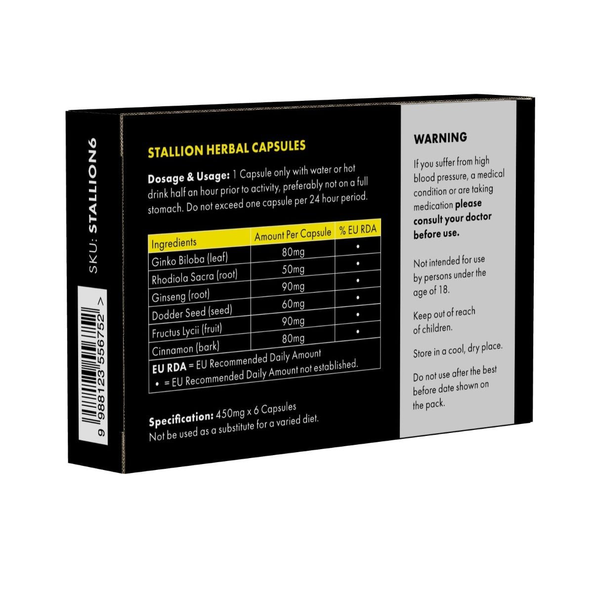 Stallion Herbal Supplement 6 pack - Image 2