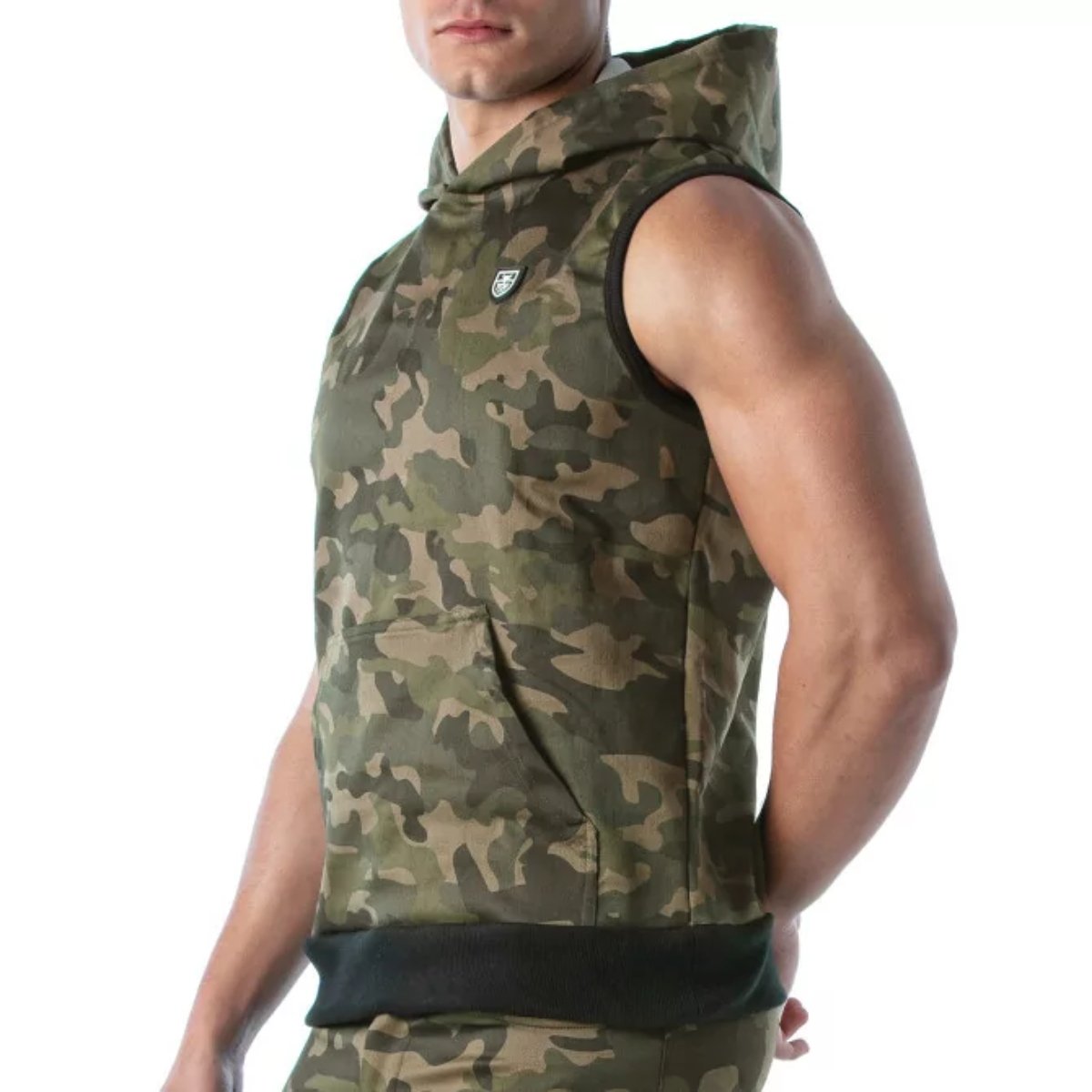 Army Sleeveless Hoodie - Size : S