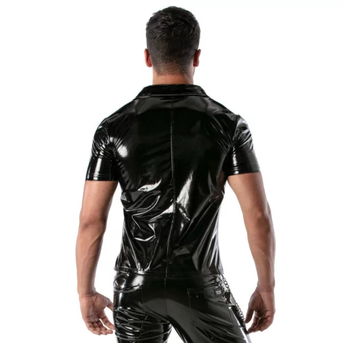 Vinyl zipped vest black - Size : XL - Image 4
