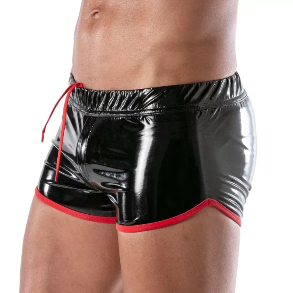 Vinyl Fetish Shorts Black/Red - Size : S - Image 3