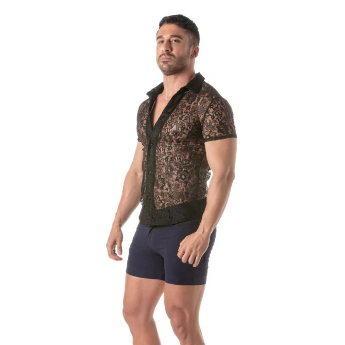 Lace Short Sleeves Shirt - Size : L - Image 2