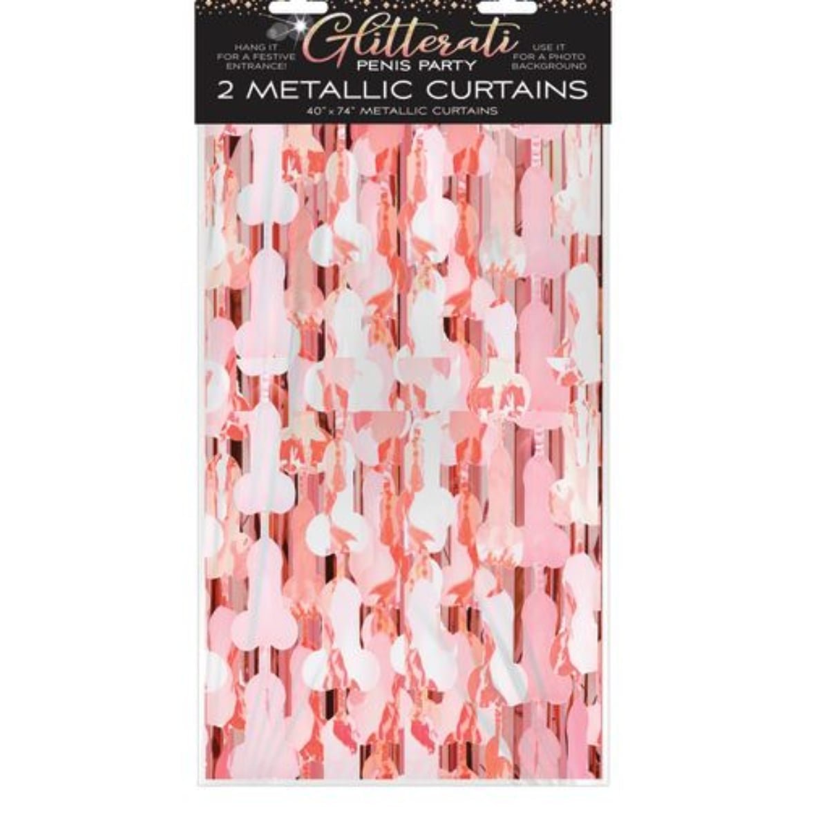Little Genie Glitterati Penis Foil Curtain Set Of 2 - Image 2