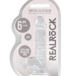 Real Rock Crystal Clear 6" Realistic Dildo With Balls (Transparent)